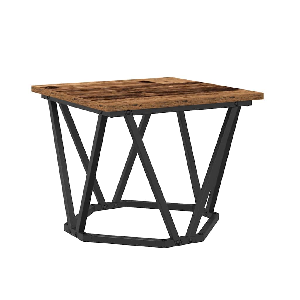 Table basse 3 pcs Bois Ancien Bois d'ingénierie et acier - XIOS