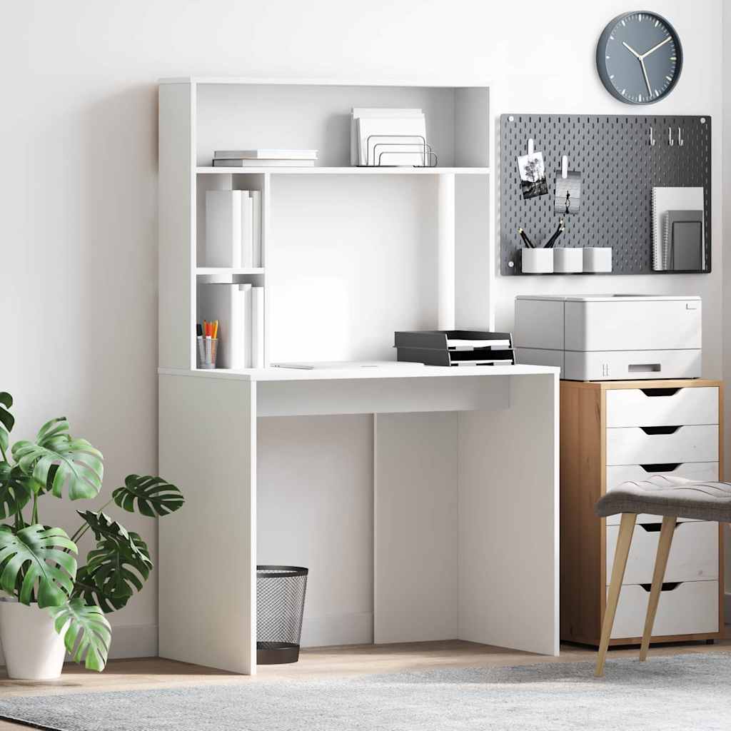 Bureau avec étagère Blanc 91 x 50 x 149 cm Bois d'ingénierie - XIOS