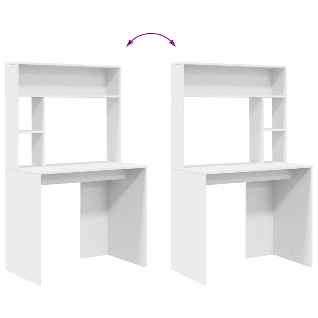 Bureau avec étagère Blanc 91 x 50 x 149 cm Bois d'ingénierie - XIOS