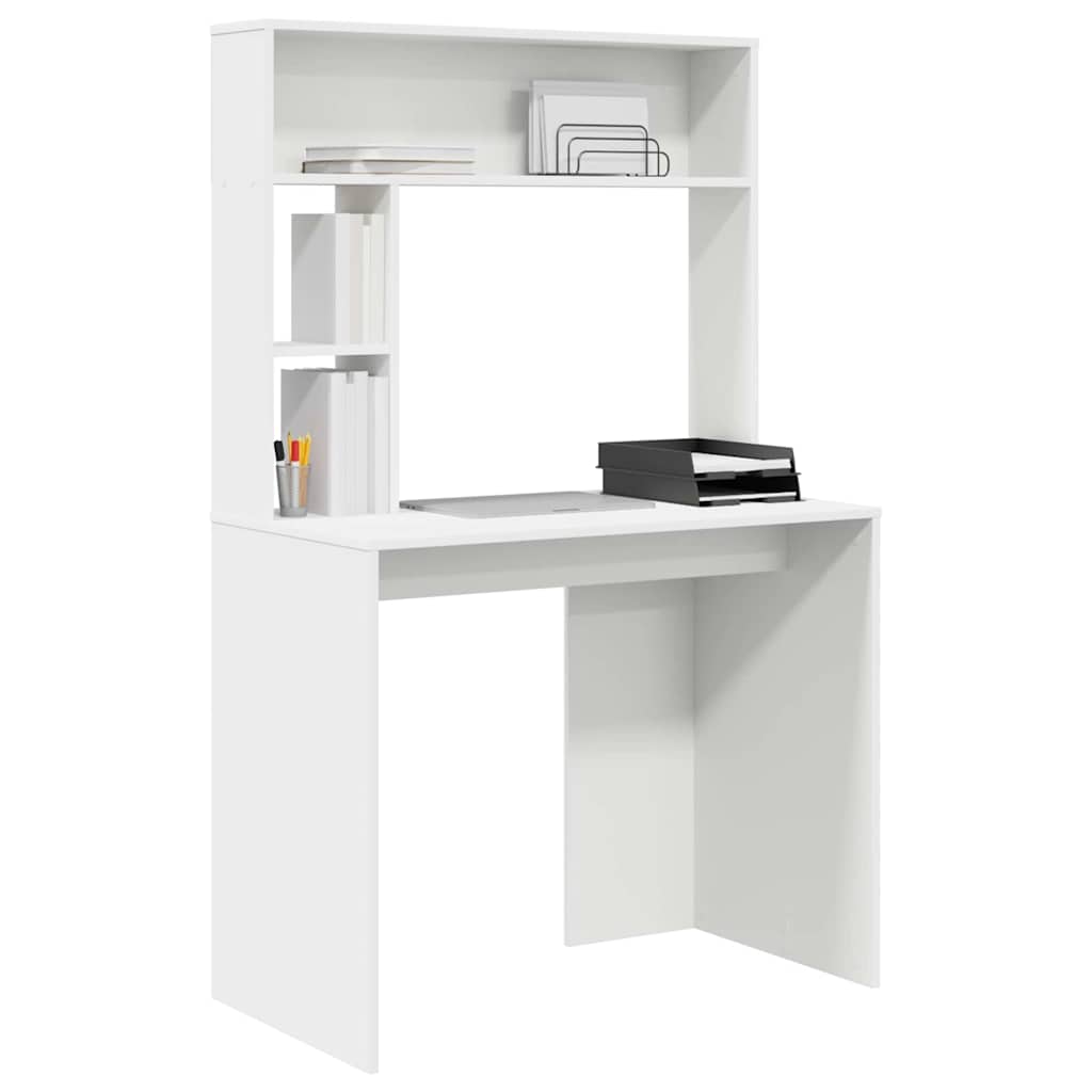 Bureau avec étagère Blanc 91 x 50 x 149 cm Bois d'ingénierie - XIOS