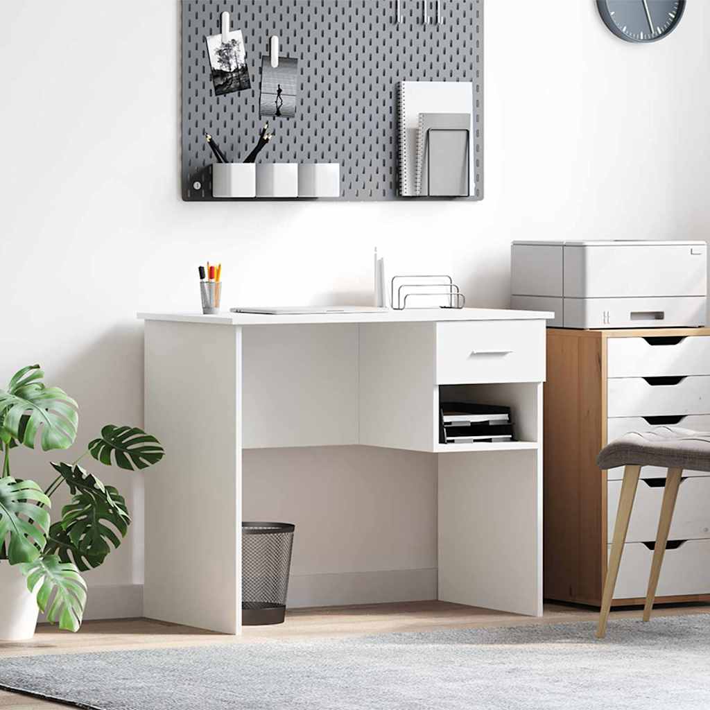 Bureau avec tiroir Blanc 90 x 49 x 75 cm Bois d'ingénierie - XIOS