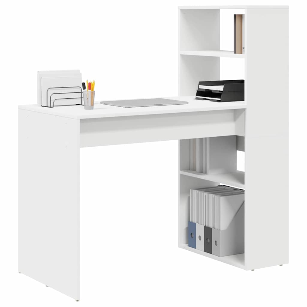 Bureau avec étagère Blanc 113 x 54 x 120 cm Bois d'ingénierie - XIOS