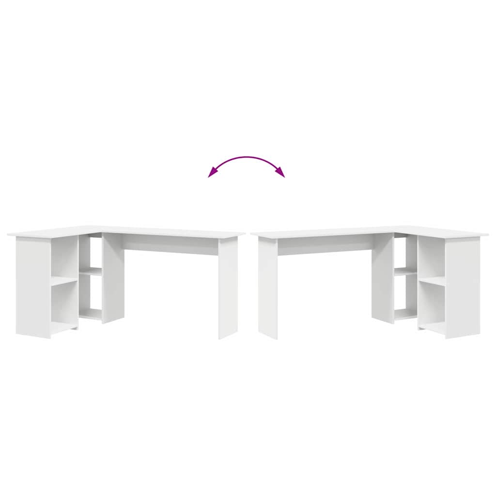 Bureau avec étagère Blanc 142 x 102 x 73 cm Bois d'ingénierie - XIOS