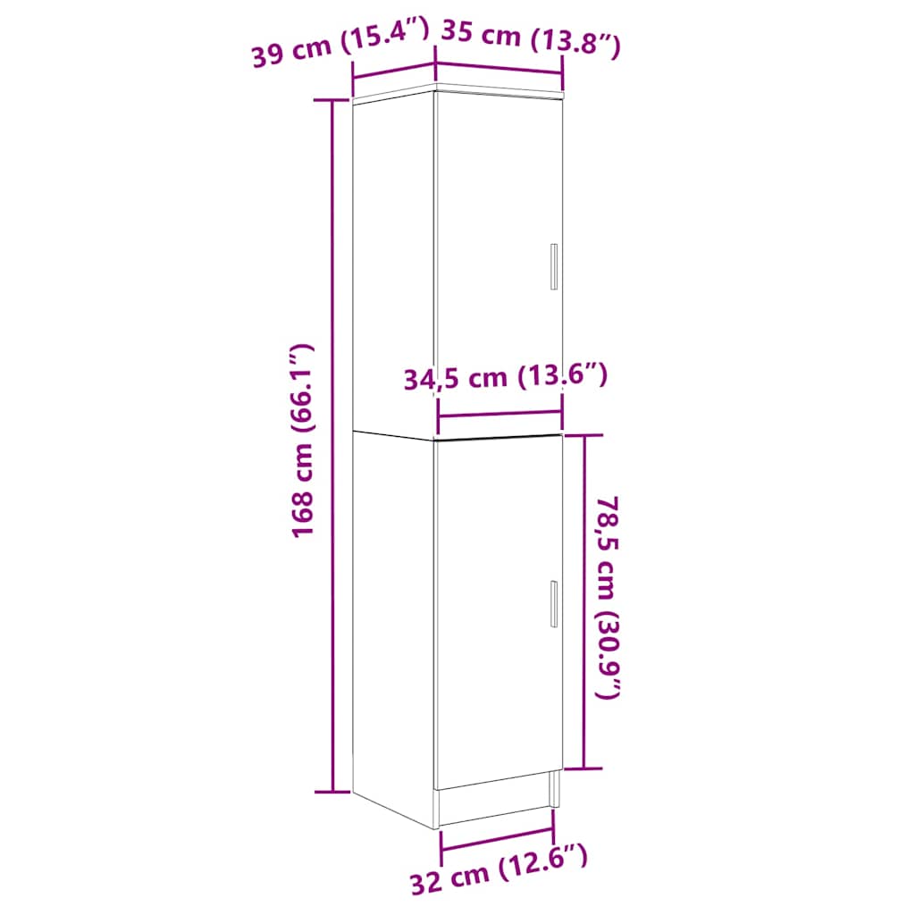 Highboard Chêne fumé 35 x 39 x 168 cm Bois d'ingénierie - XIOS