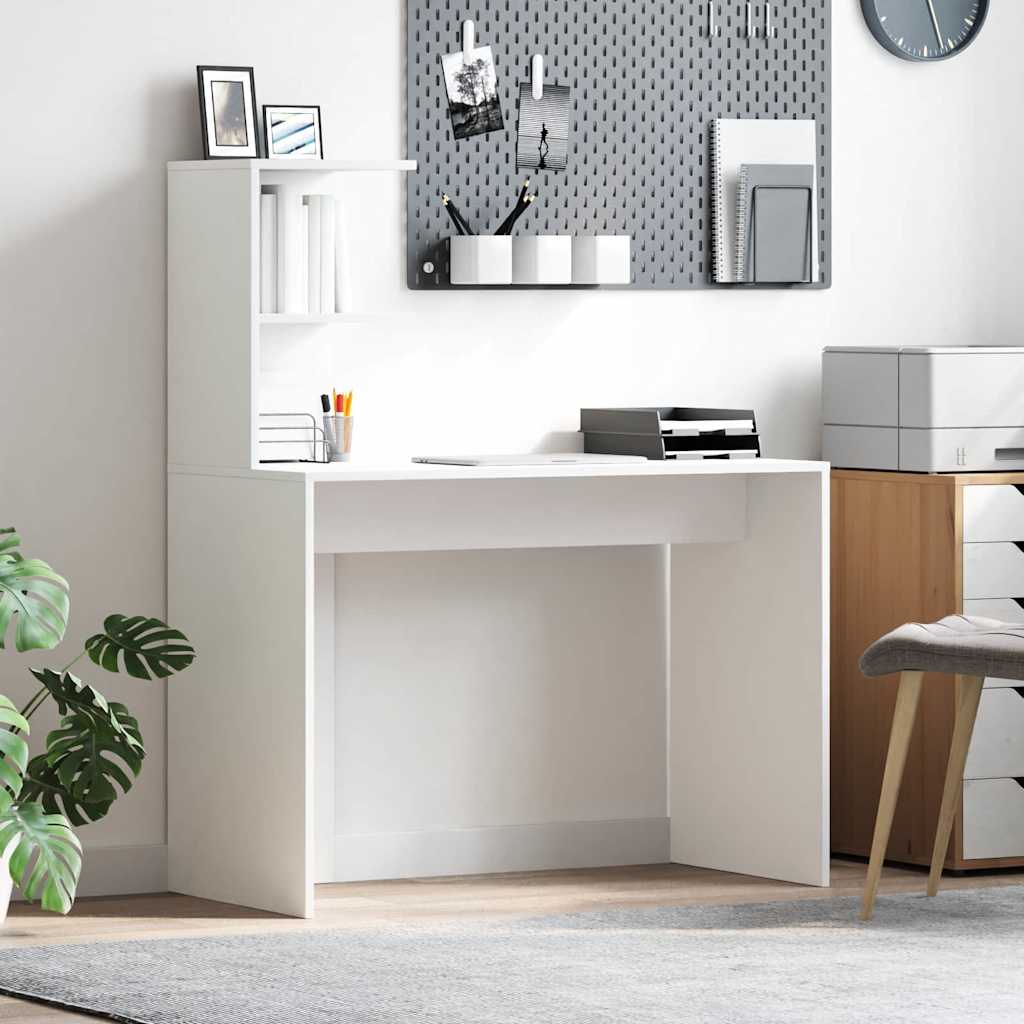 Bureau avec étagère Blanc 102 x 50 x 124 cm Bois d'ingénierie - XIOS