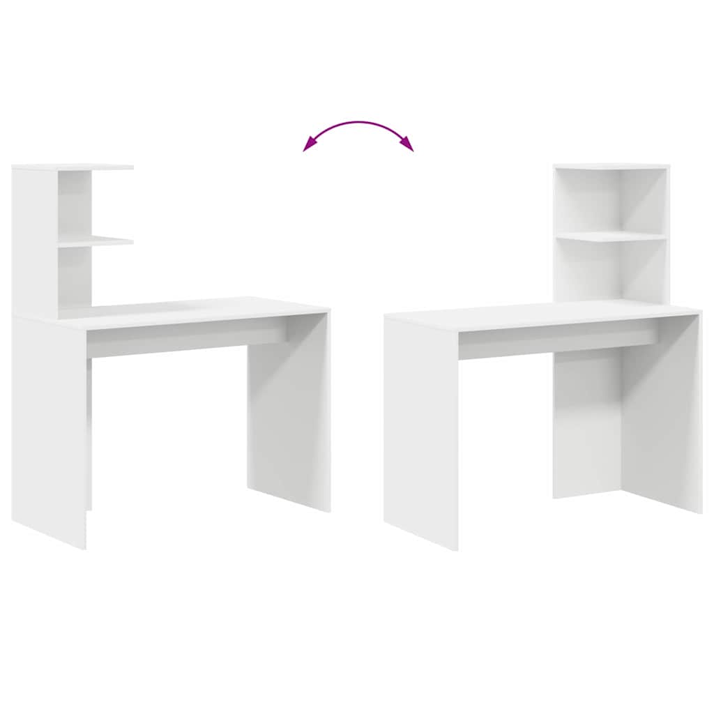 Bureau avec étagère Blanc 102 x 50 x 124 cm Bois d'ingénierie - XIOS