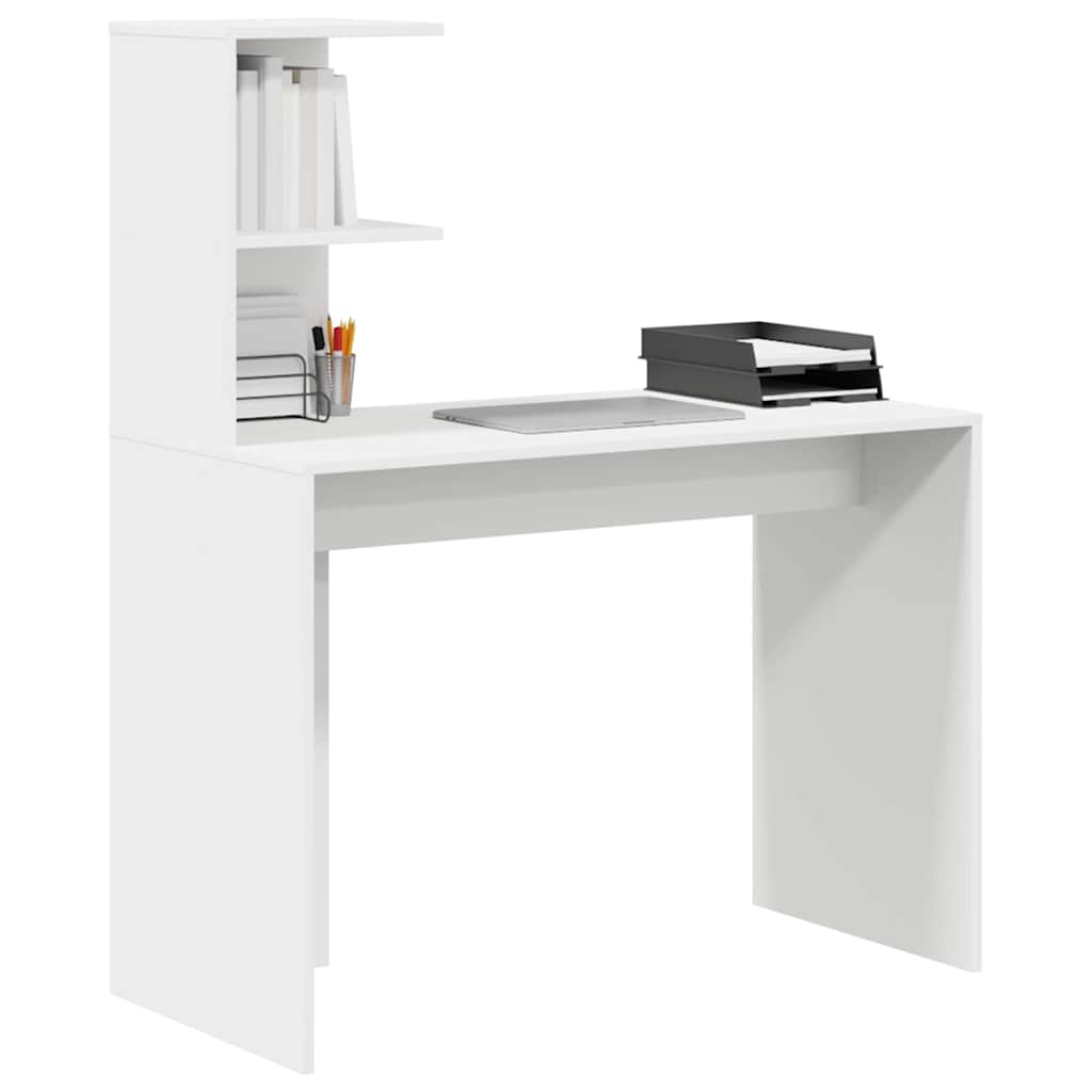 Bureau avec étagère Blanc 102 x 50 x 124 cm Bois d'ingénierie - XIOS