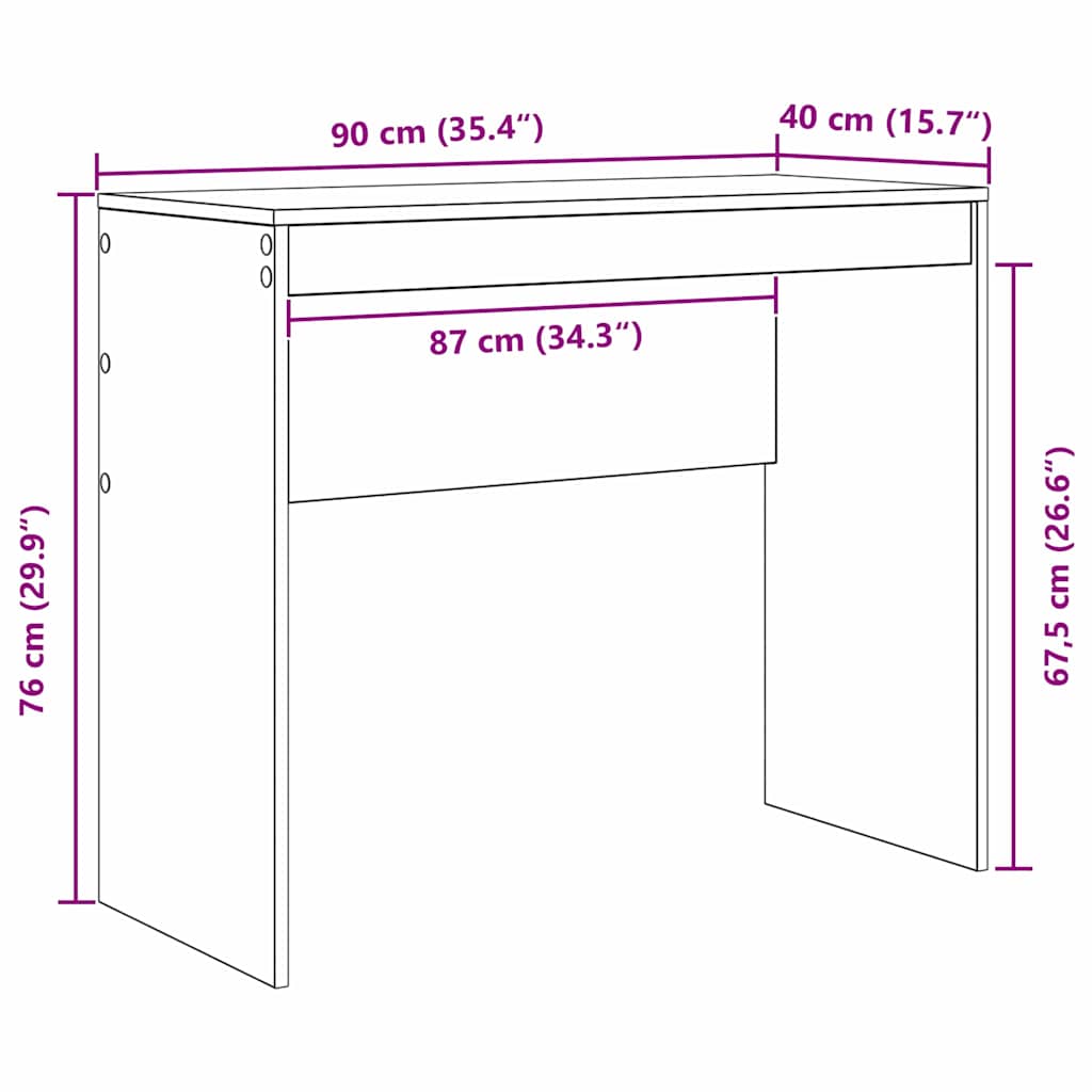 Bureau Gris Sonoma 90 x 40 x 76 cm - XIOS
