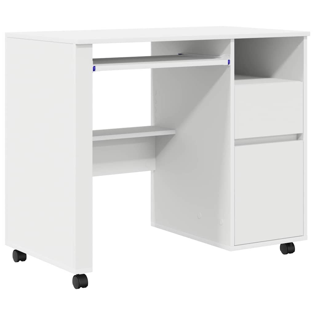 Bureau avec roues Blanc 91 x 50 x 77 cm Bois d'ingénierie - XIOS