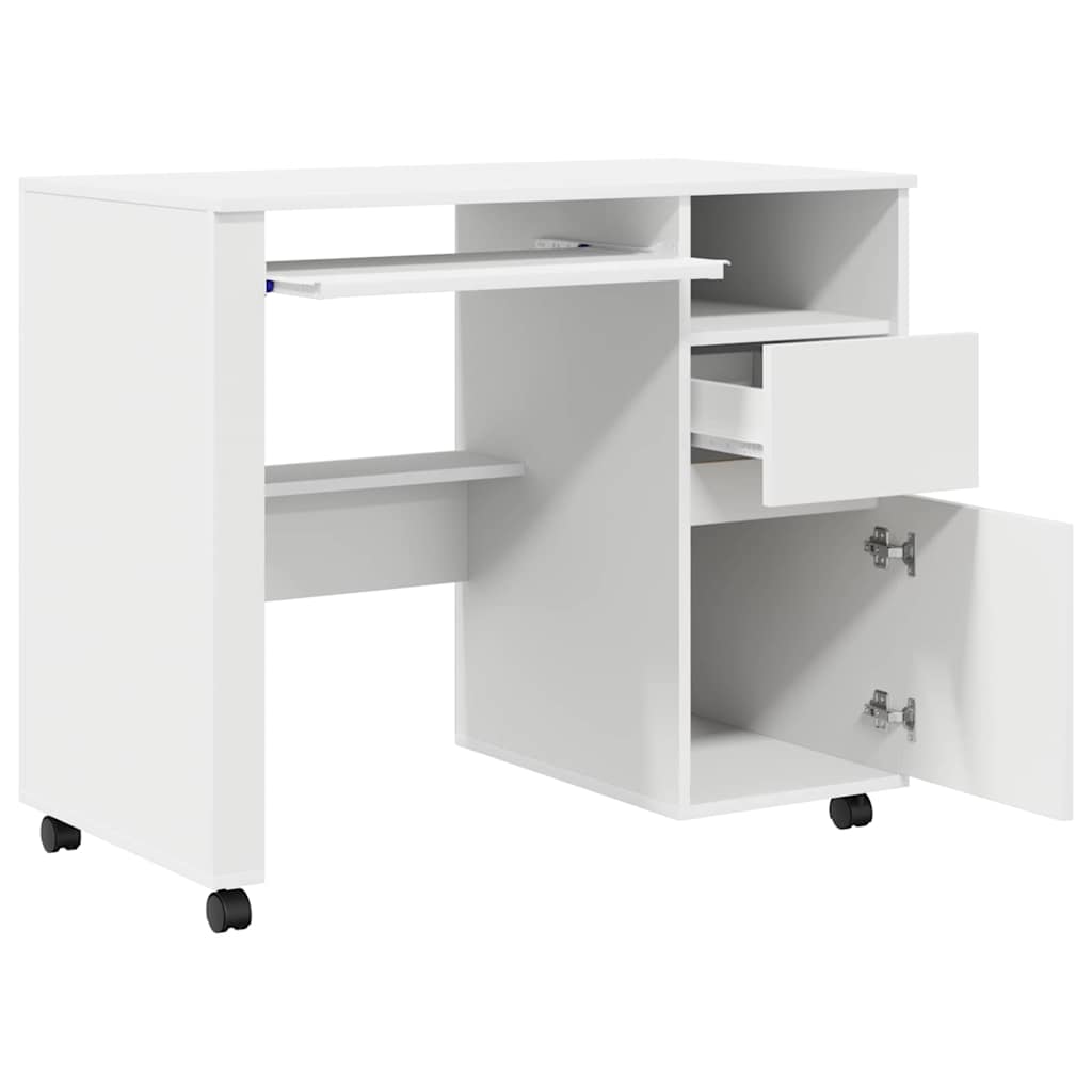 Bureau avec roulettes Blanc 91 x 50 x 77 cm Bois d'ingénierie - XIOS
