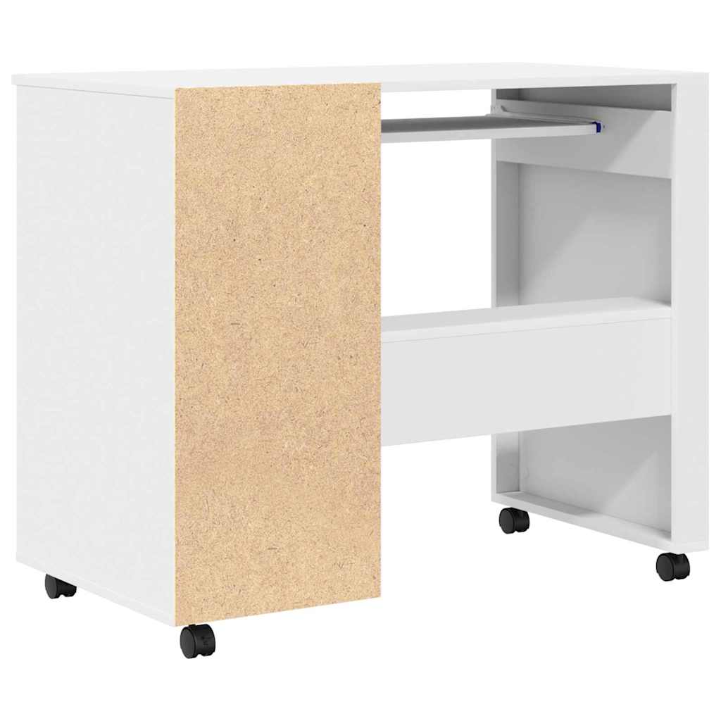 Bureau avec roues Blanc 91 x 50 x 77 cm Bois d'ingénierie - XIOS
