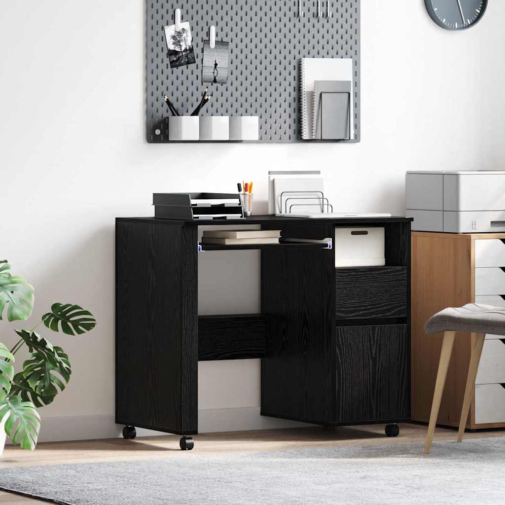 Bureau avec roues Chêne noir 91 x 50 x 77 cm Bois d'ingénierie - XIOS