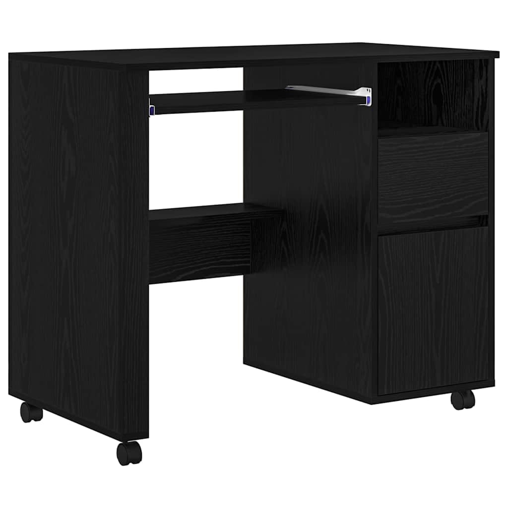 Bureau avec roues Chêne noir 91 x 50 x 77 cm Bois d'ingénierie - XIOS