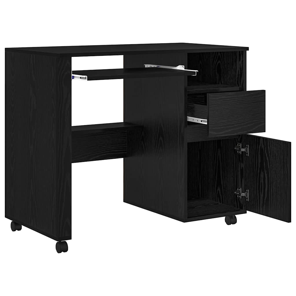 Bureau avec roues Chêne noir 91 x 50 x 77 cm Bois d'ingénierie - XIOS