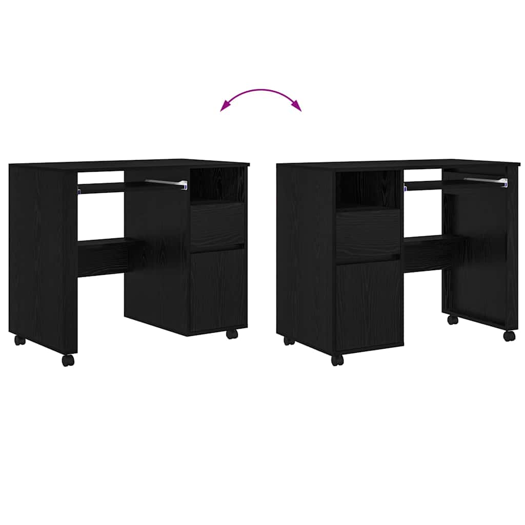 Bureau avec roues Chêne noir 91 x 50 x 77 cm Bois d'ingénierie - XIOS