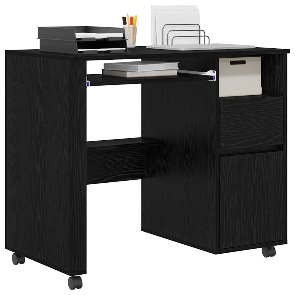 Bureau avec roues Chêne noir 91 x 50 x 77 cm Bois d'ingénierie - XIOS