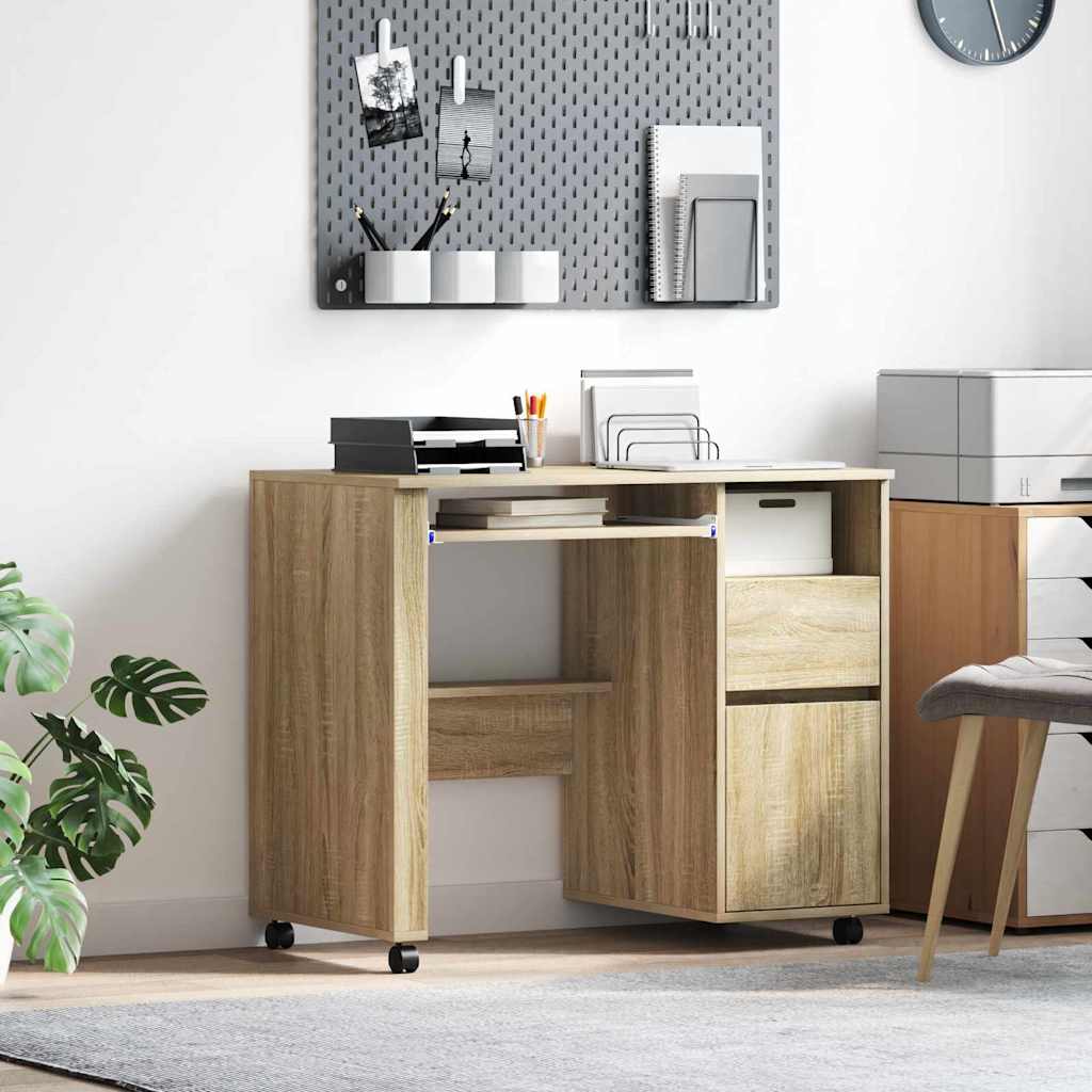 Bureau avec roues avec tiroir Chêne Sonoma 91 x 50 x 77 cm - XIOS