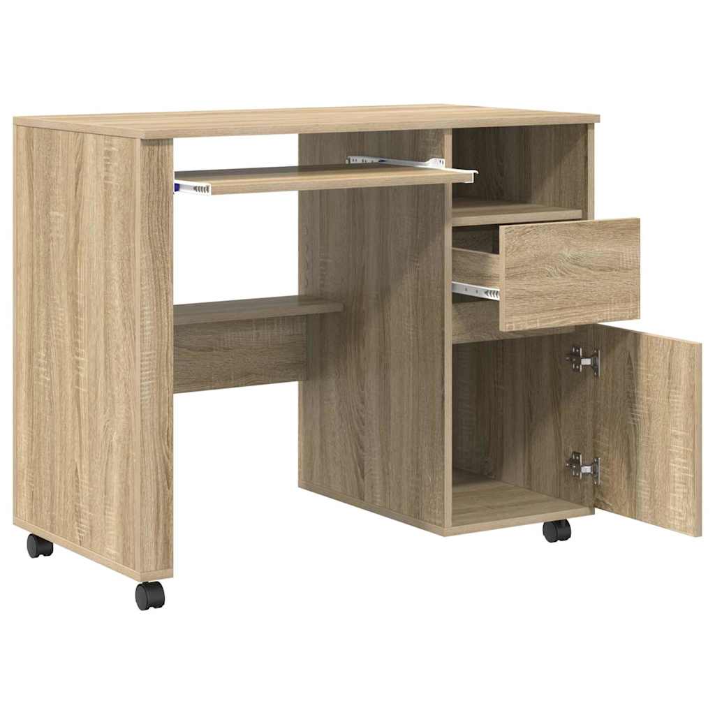 Bureau avec roues avec tiroir Chêne Sonoma 91 x 50 x 77 cm - XIOS