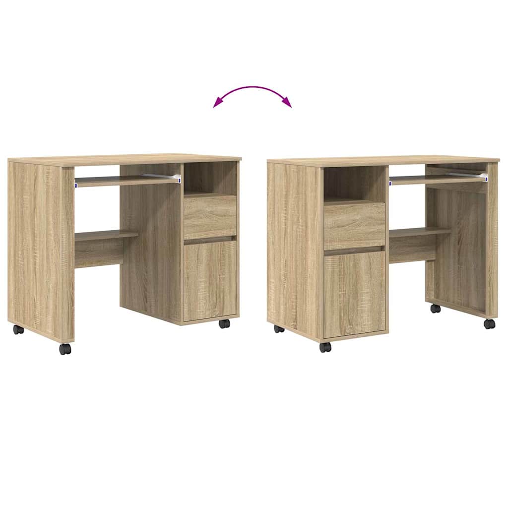 Bureau avec roues avec tiroir Chêne Sonoma 91 x 50 x 77 cm - XIOS