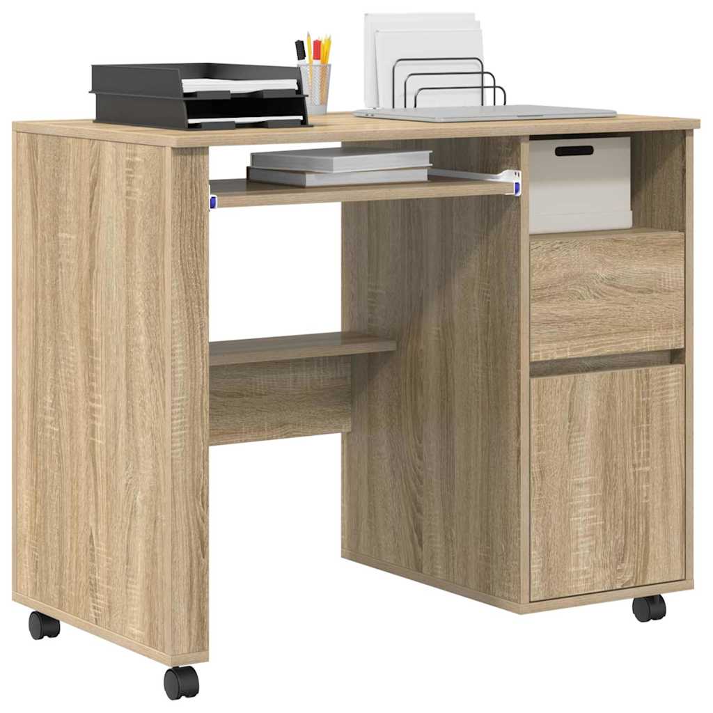 Bureau avec roues avec tiroir Chêne Sonoma 91 x 50 x 77 cm - XIOS