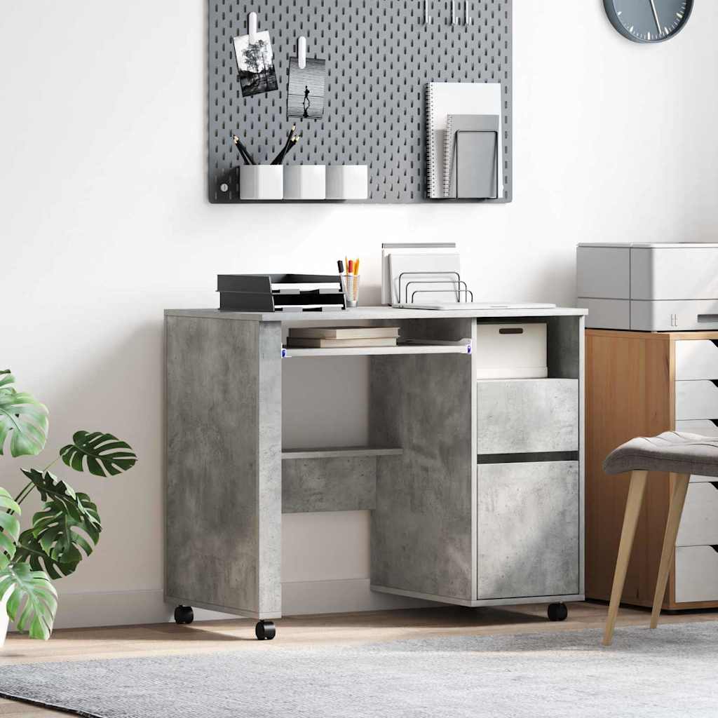 Bureau avec roues Gris béton 91 x 50 x 77 cm Bois d'ingénierie - XIOS