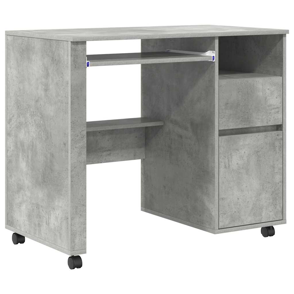 Bureau avec roues Gris béton 91 x 50 x 77 cm Bois d'ingénierie - XIOS
