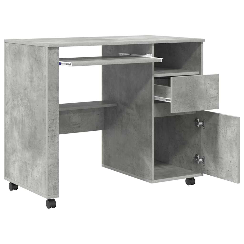 Bureau avec roues Gris béton 91 x 50 x 77 cm Bois d'ingénierie - XIOS