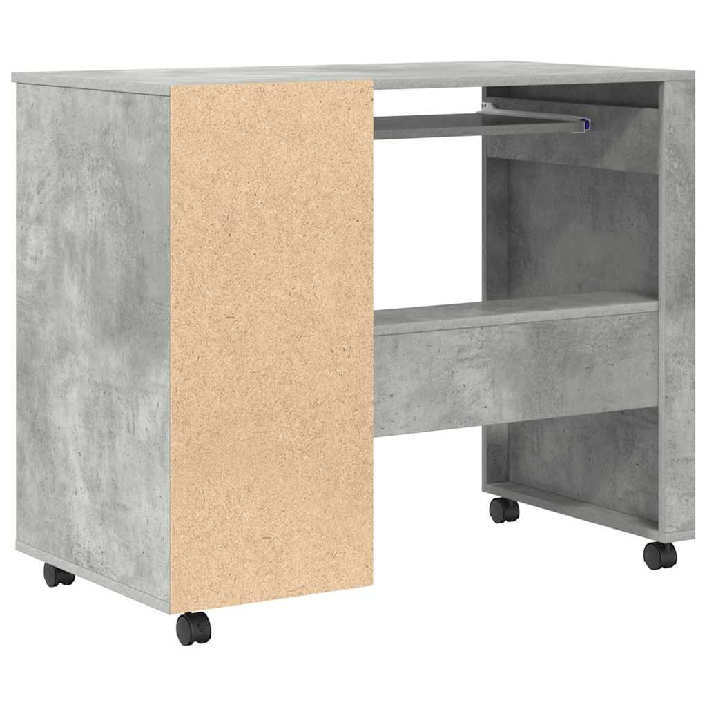 Bureau avec roues Gris béton 91 x 50 x 77 cm Bois d'ingénierie - XIOS