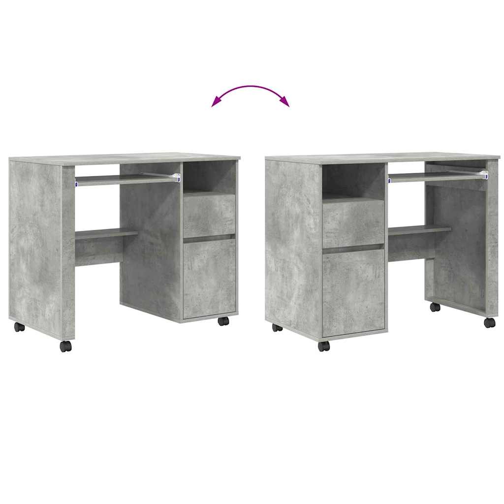 Bureau avec roues Gris béton 91 x 50 x 77 cm Bois d'ingénierie - XIOS