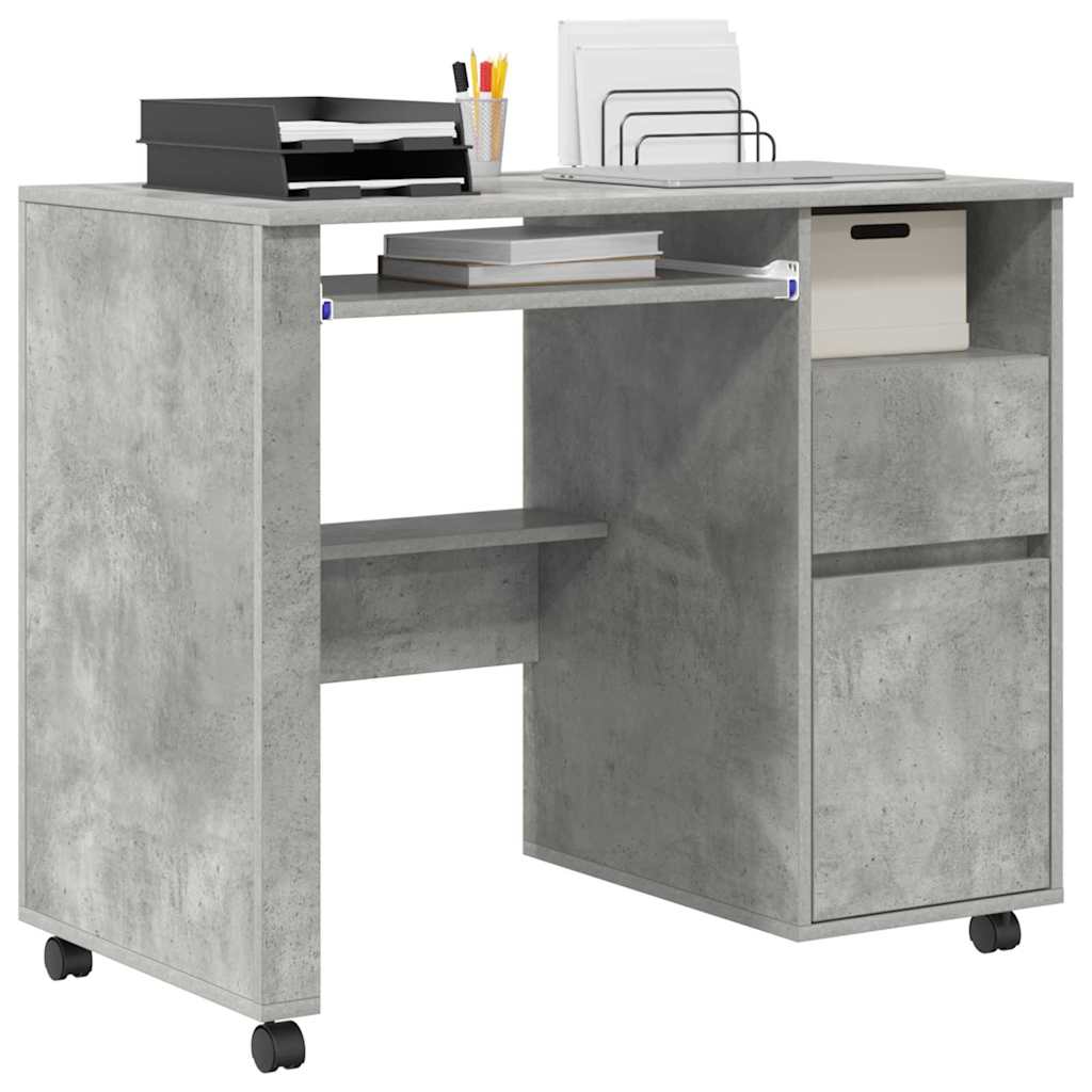 Bureau avec roues Gris béton 91 x 50 x 77 cm Bois d'ingénierie - XIOS
