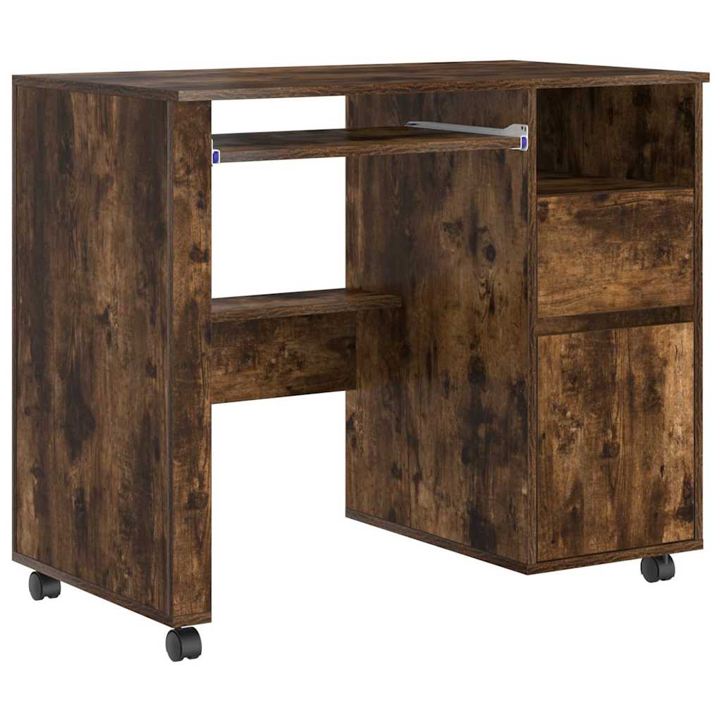 Bureau avec roues Chêne fumé 91 x 50 x 77 cm Bois d'ingénierie - XIOS