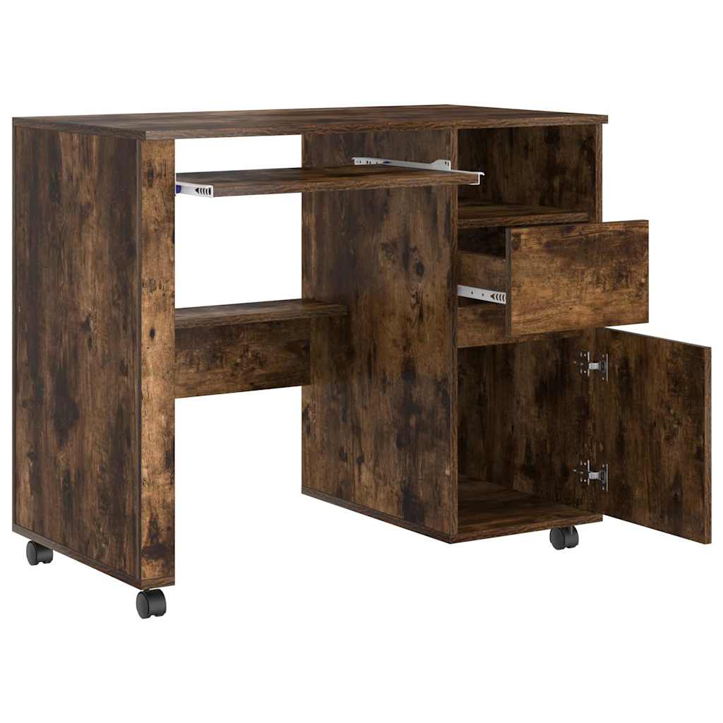 Bureau avec roues Chêne fumé 91 x 50 x 77 cm Bois d'ingénierie - XIOS