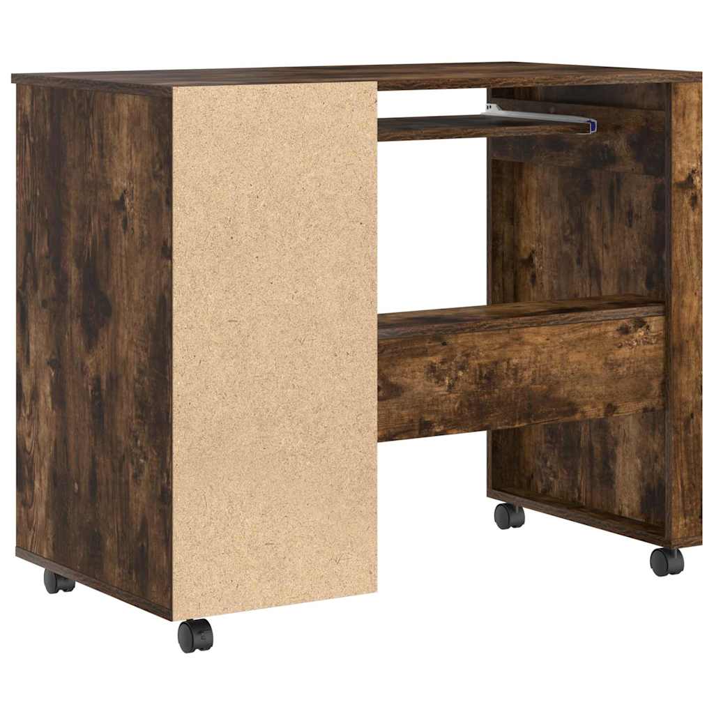 Bureau avec roues Chêne fumé 91 x 50 x 77 cm Bois d'ingénierie - XIOS