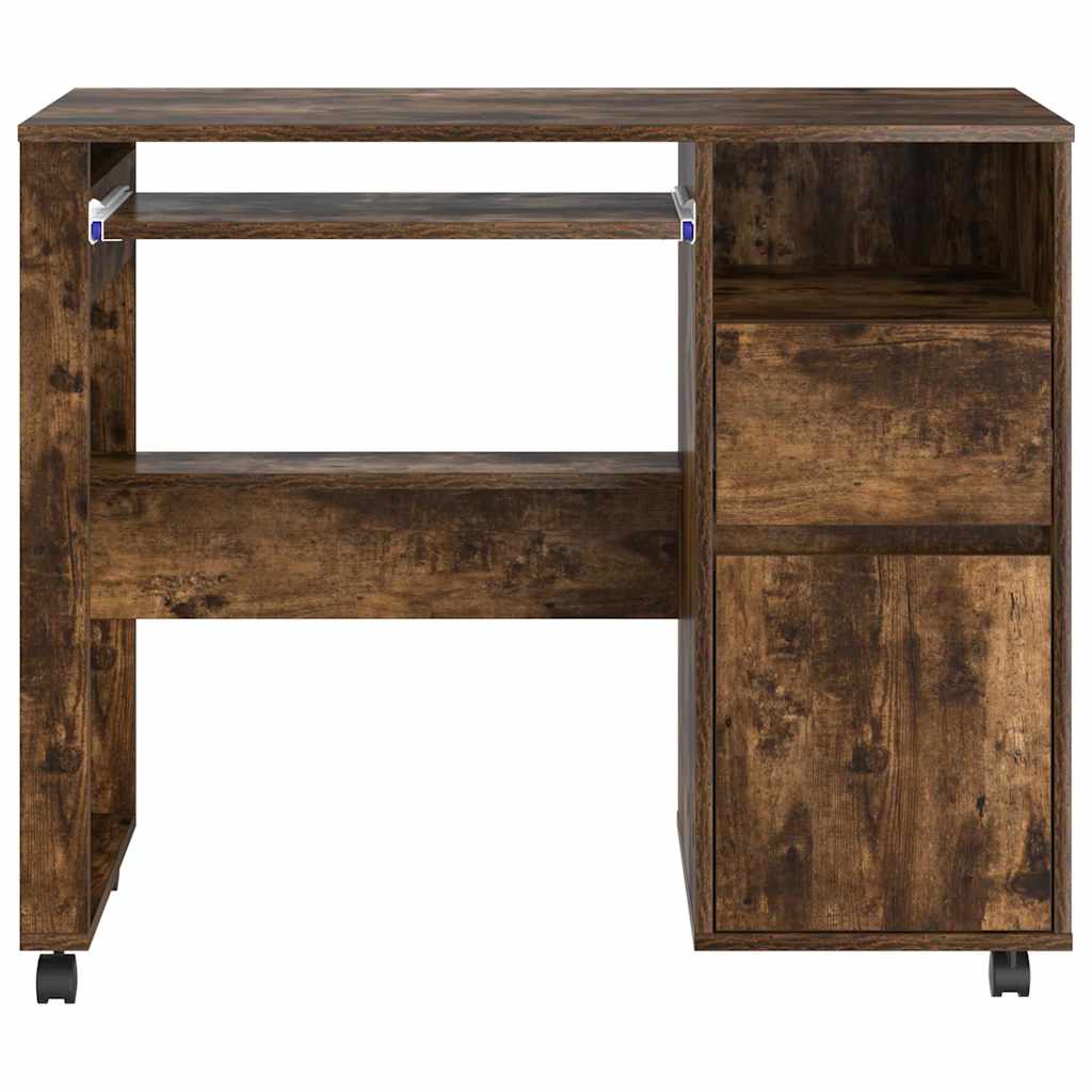 Bureau avec roues Chêne fumé 91 x 50 x 77 cm Bois d'ingénierie - XIOS