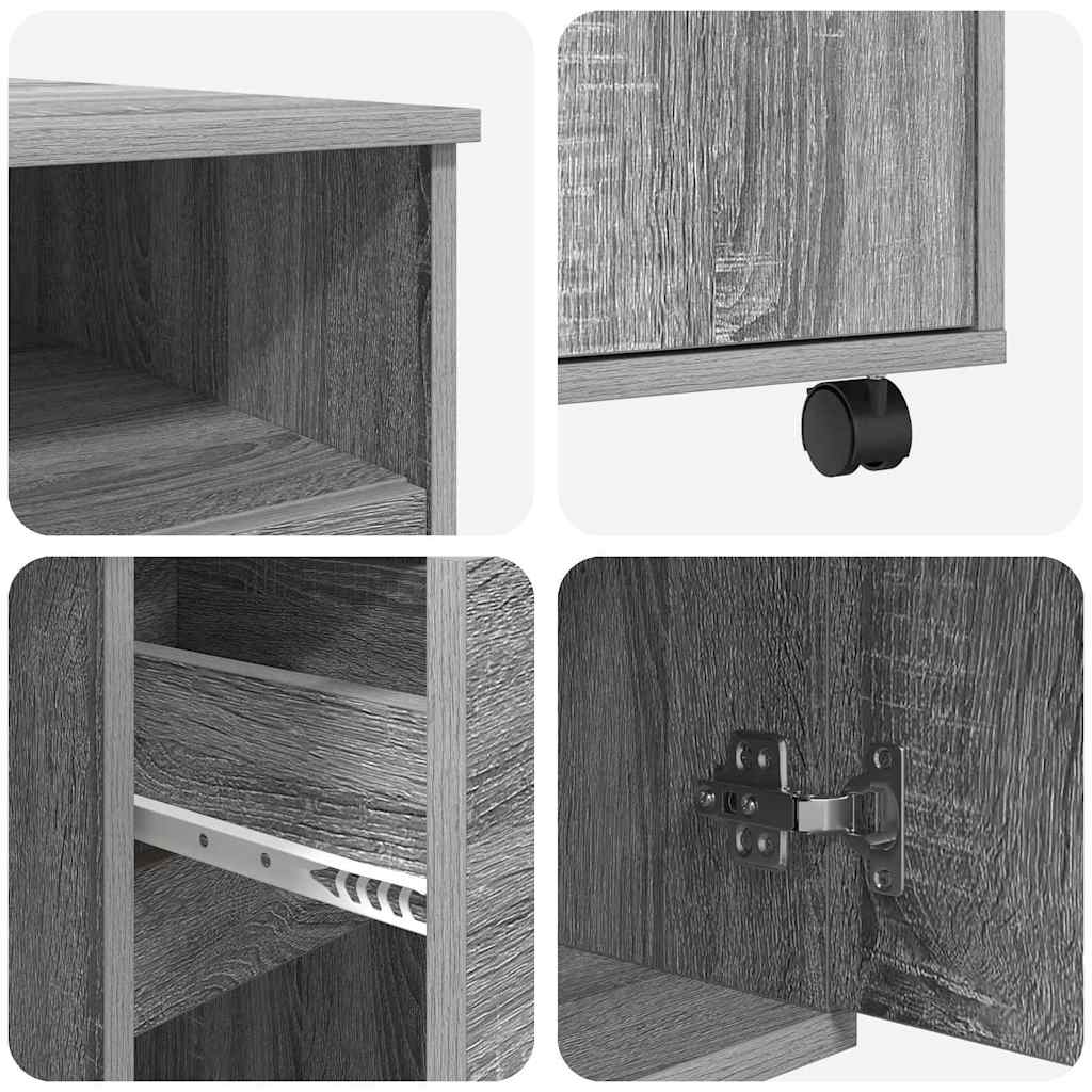 Bureau avec roues Gris Sonoma 91 x 50 x 77 cm Bois d'ingénierie - XIOS