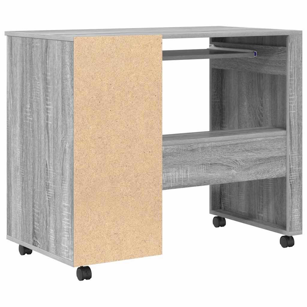 Bureau avec roues Gris Sonoma 91 x 50 x 77 cm Bois d'ingénierie - XIOS
