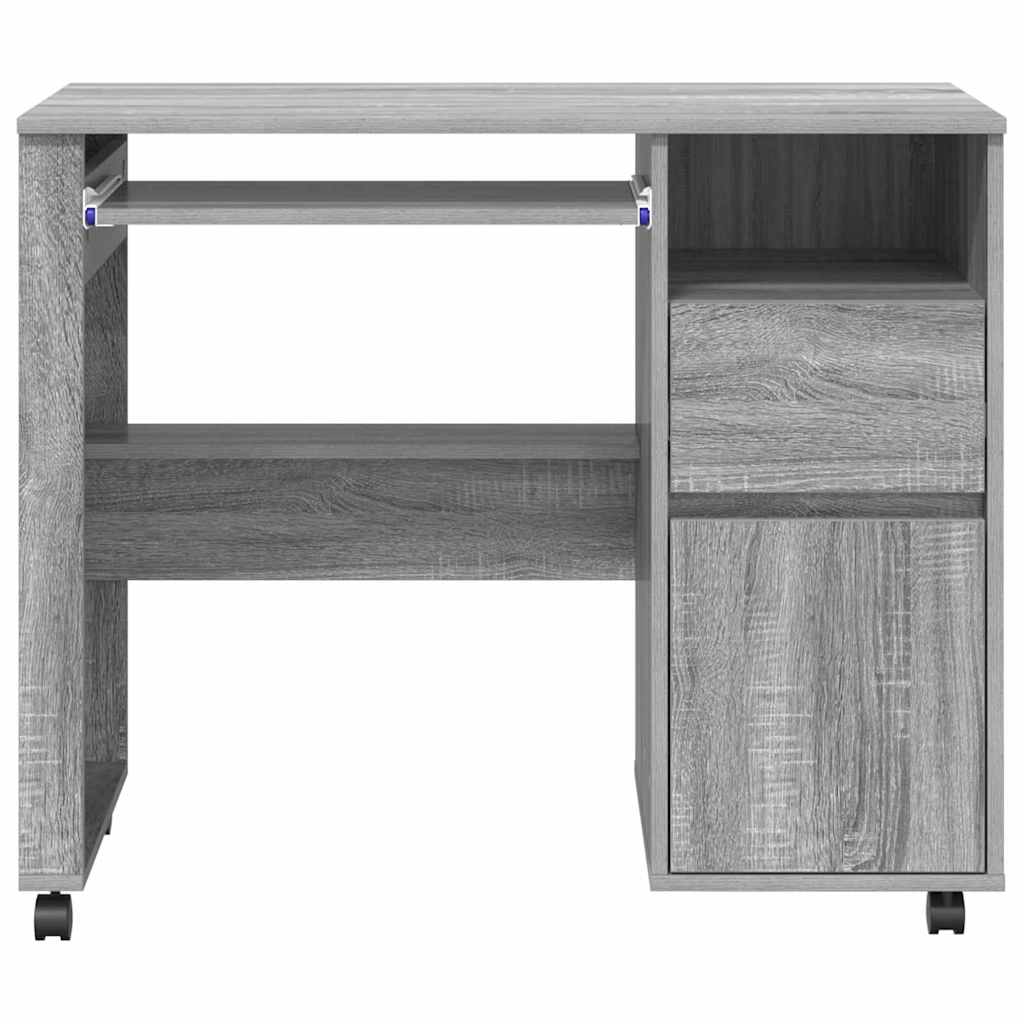 Bureau avec roues Gris Sonoma 91 x 50 x 77 cm Bois d'ingénierie - XIOS