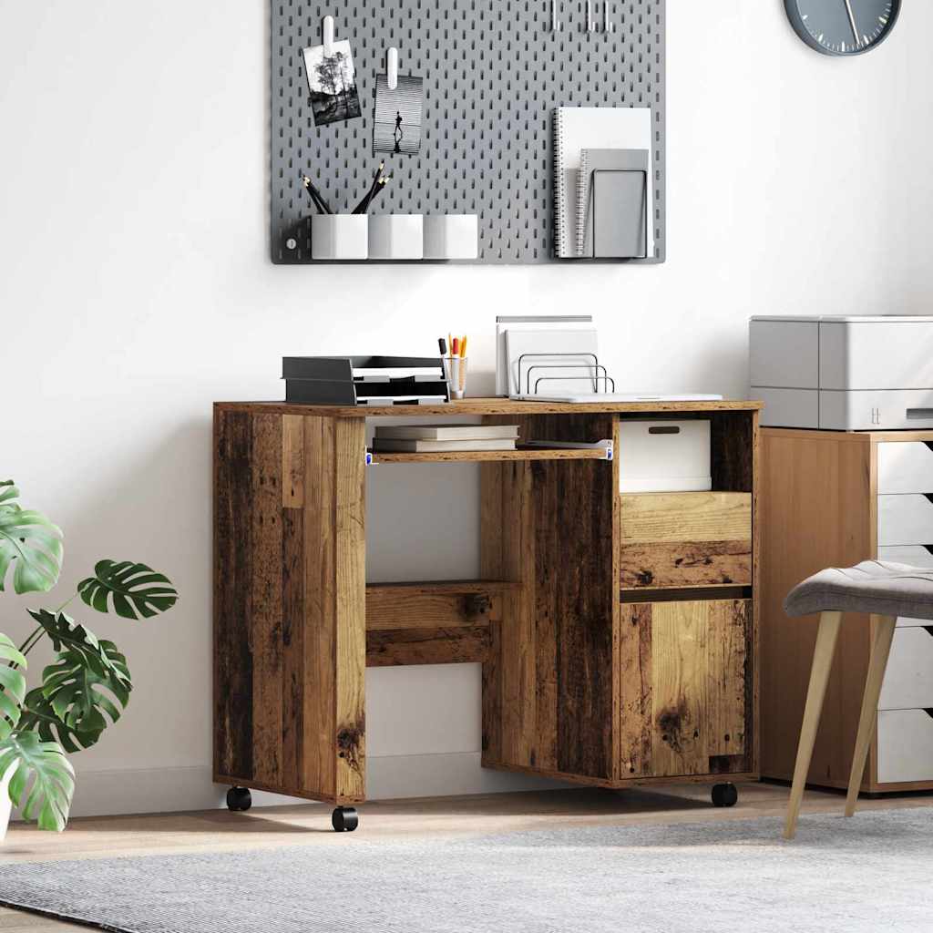 Bureau avec roues Bois Ancien 91 x 50 x 77 cm Bois d'ingénierie - XIOS