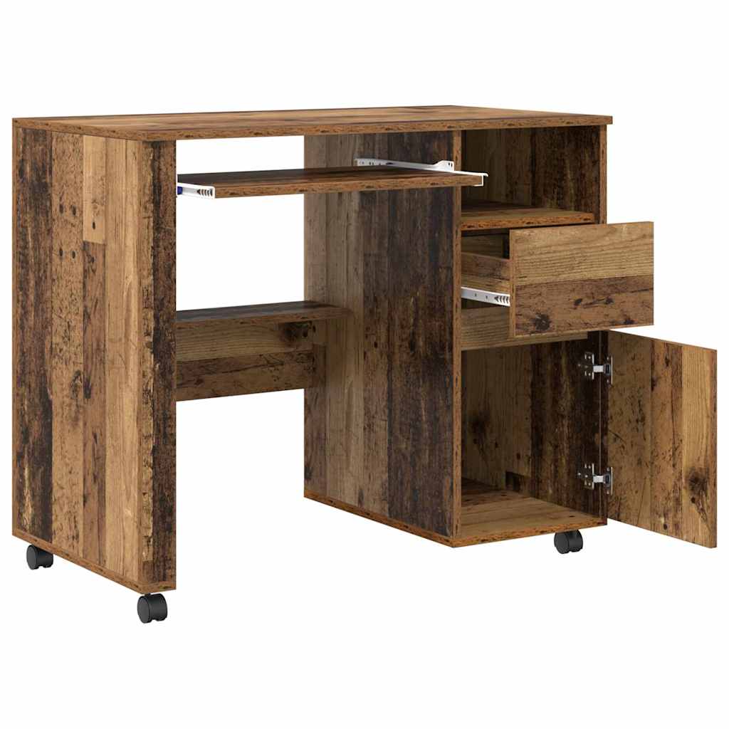 Bureau avec roues Bois Ancien 91 x 50 x 77 cm Bois d'ingénierie - XIOS