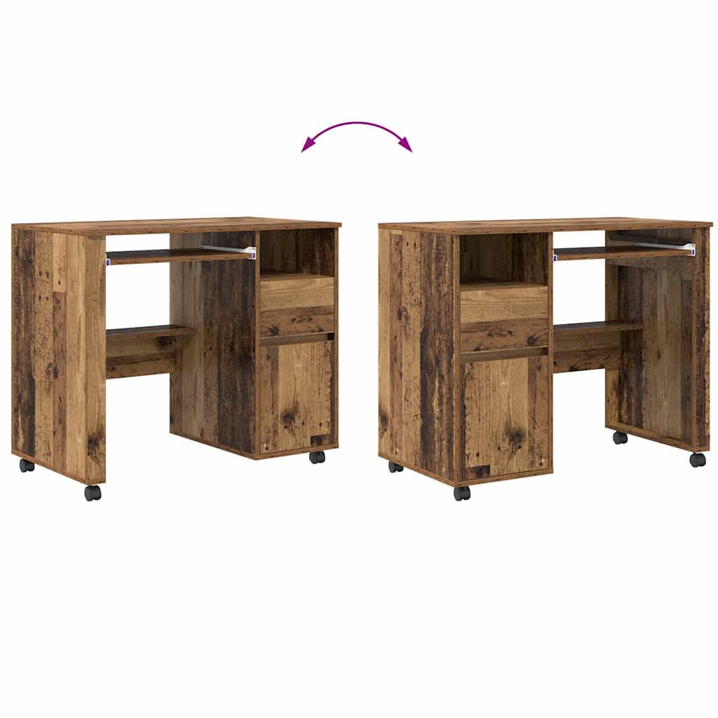 Bureau avec roues Bois Ancien 91 x 50 x 77 cm Bois d'ingénierie - XIOS
