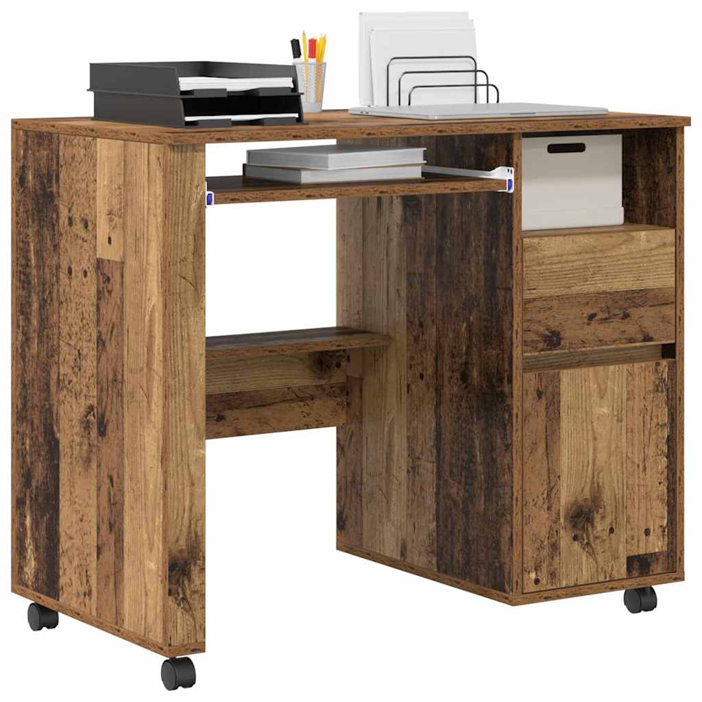 Bureau avec roues Bois Ancien 91 x 50 x 77 cm Bois d'ingénierie - XIOS