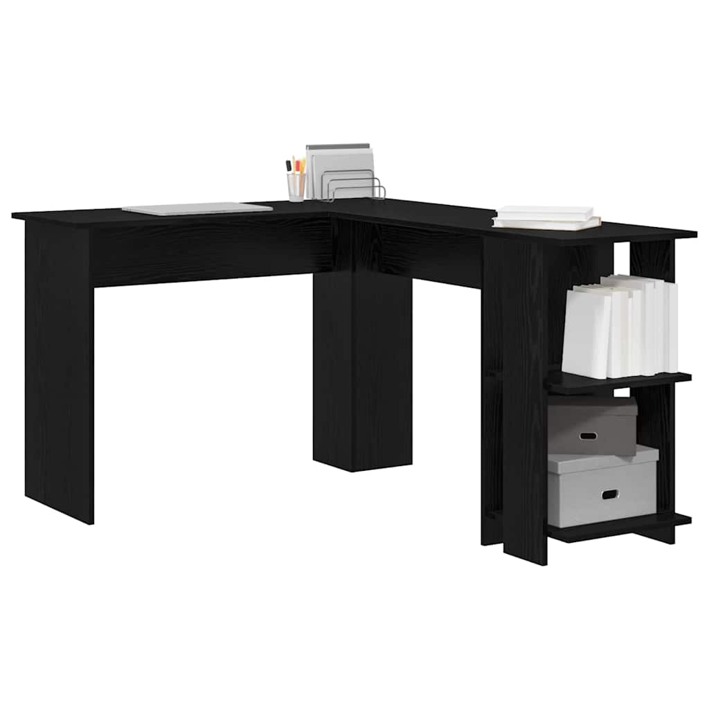 Bureau d'angle avec rangement Chêne noir 140 x 113.5 x 75 cm - XIOS