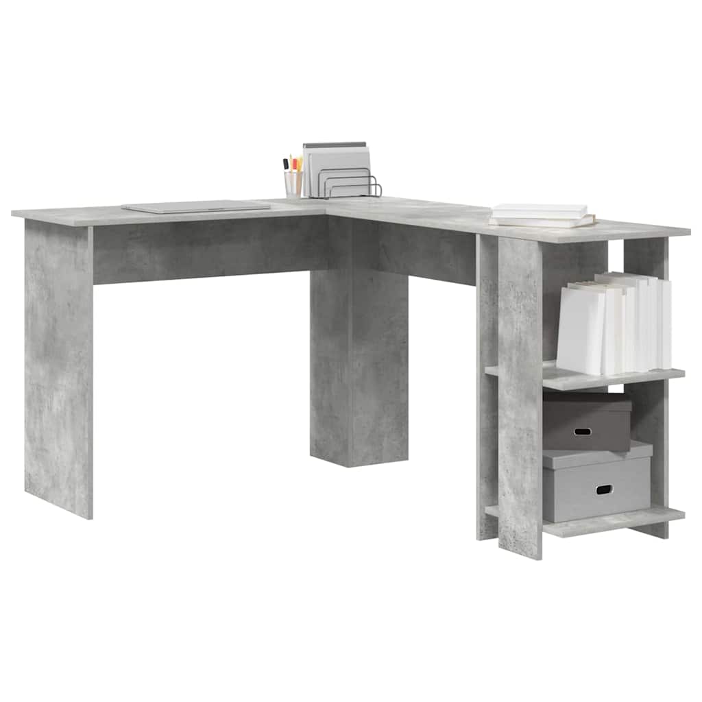 Bureau d'angle avec rangement Gris béton 140 x 113.5 x 75 cm - XIOS
