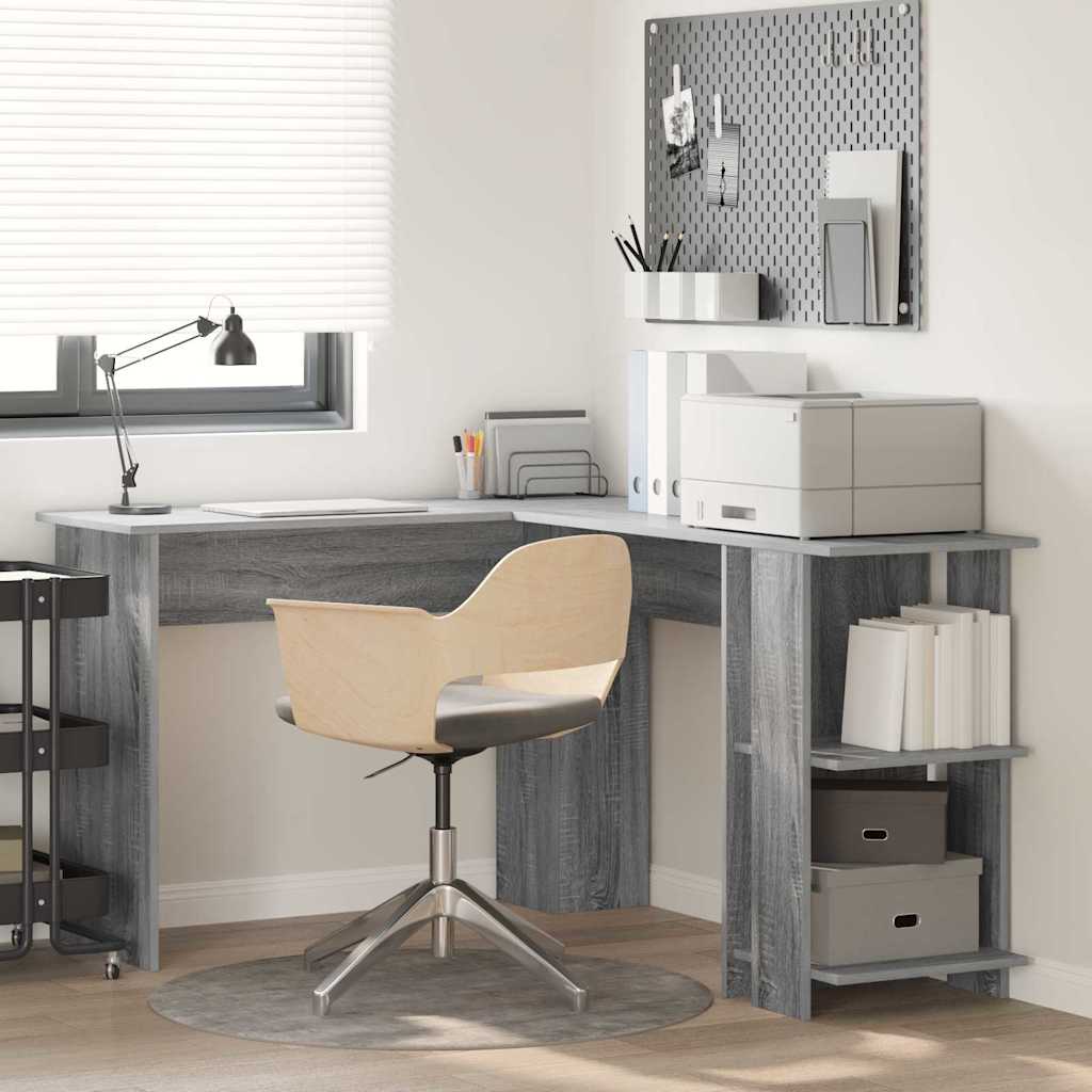 Bureau d'angle avec rangement Gris Sonoma 140 x 113.5 x 75 cm - XIOS