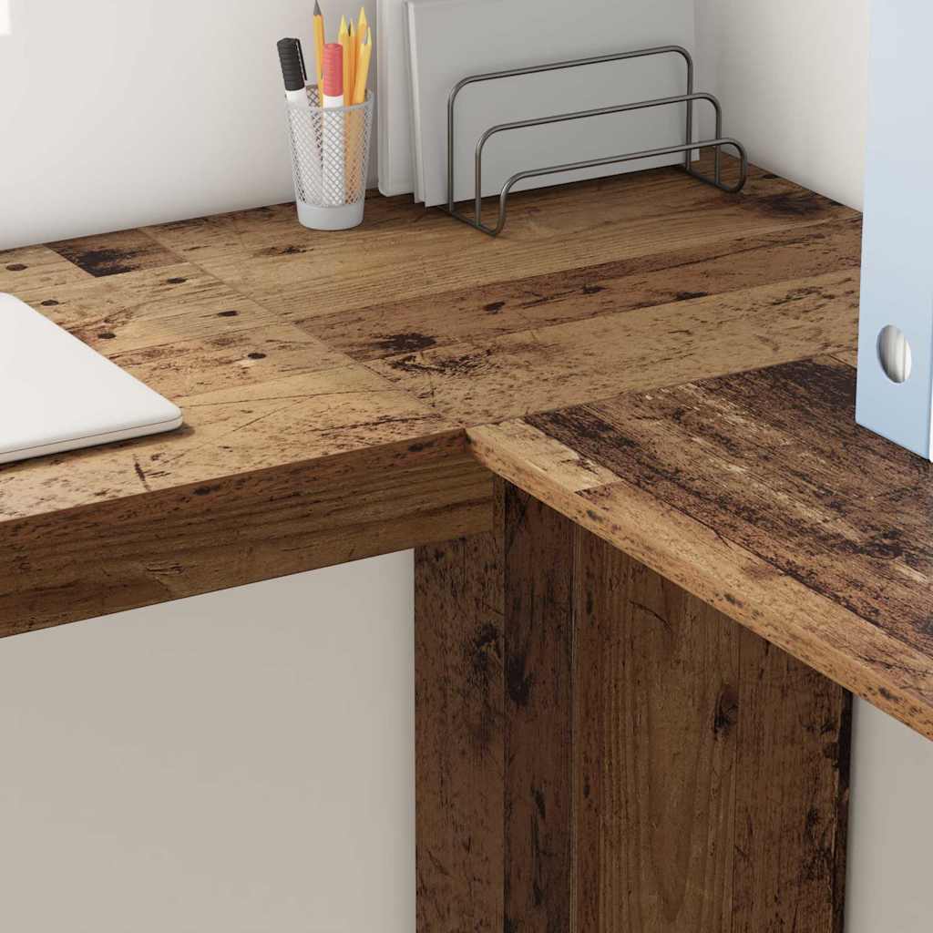 Bureau d'angle avec étagère Bois Ancien 140 x 113,5 x 75 cm - XIOS