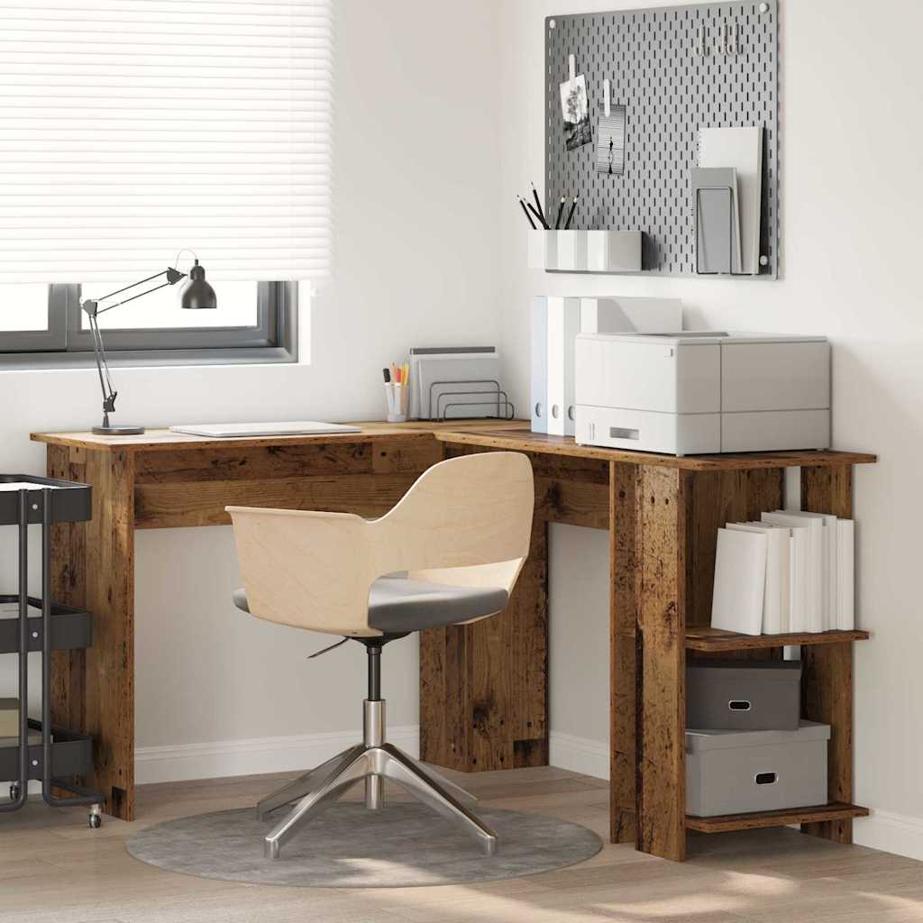 Bureau d'angle avec étagère Bois Ancien 140 x 113,5 x 75 cm - XIOS
