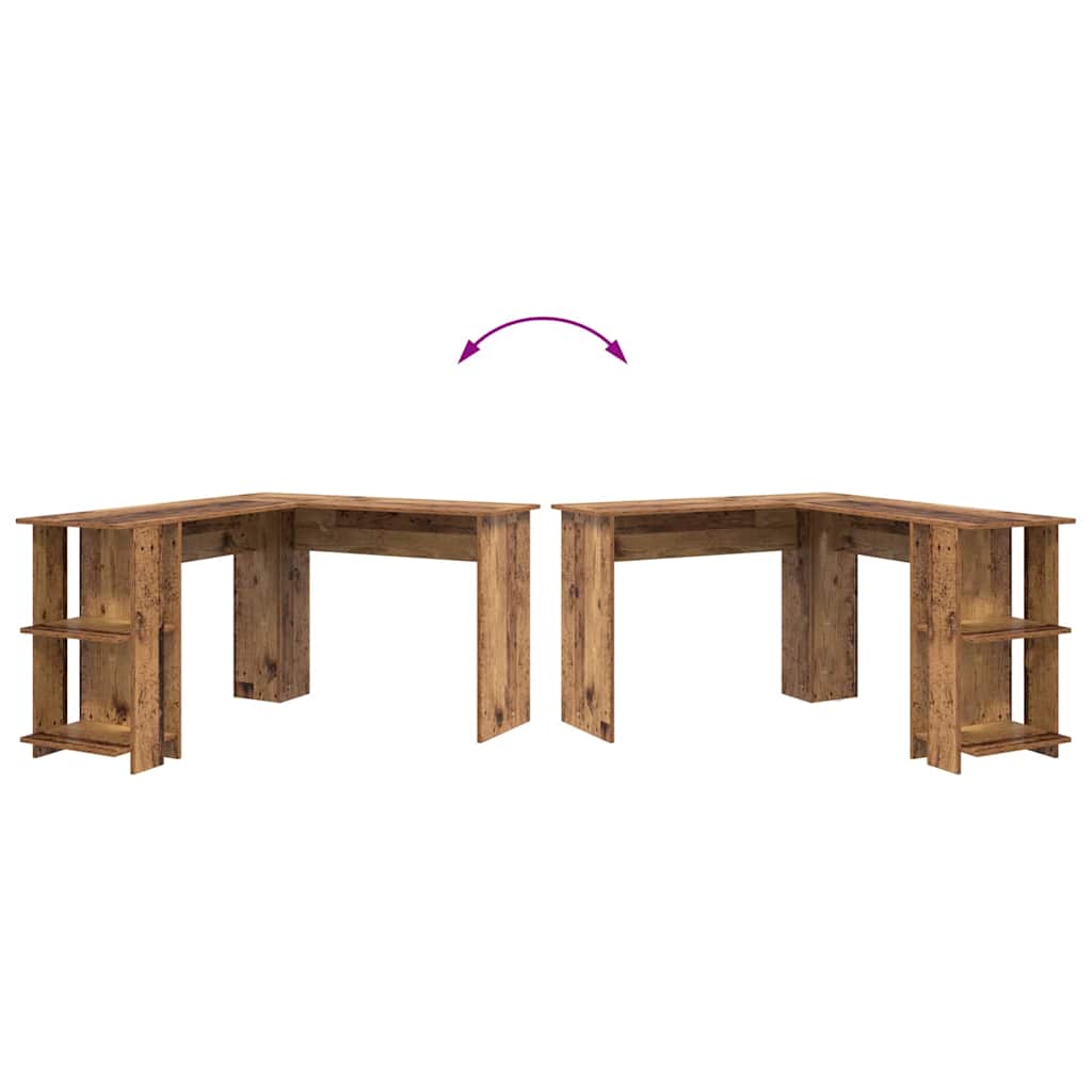 Bureau d'angle avec étagère Bois Ancien 140 x 113,5 x 75 cm - XIOS