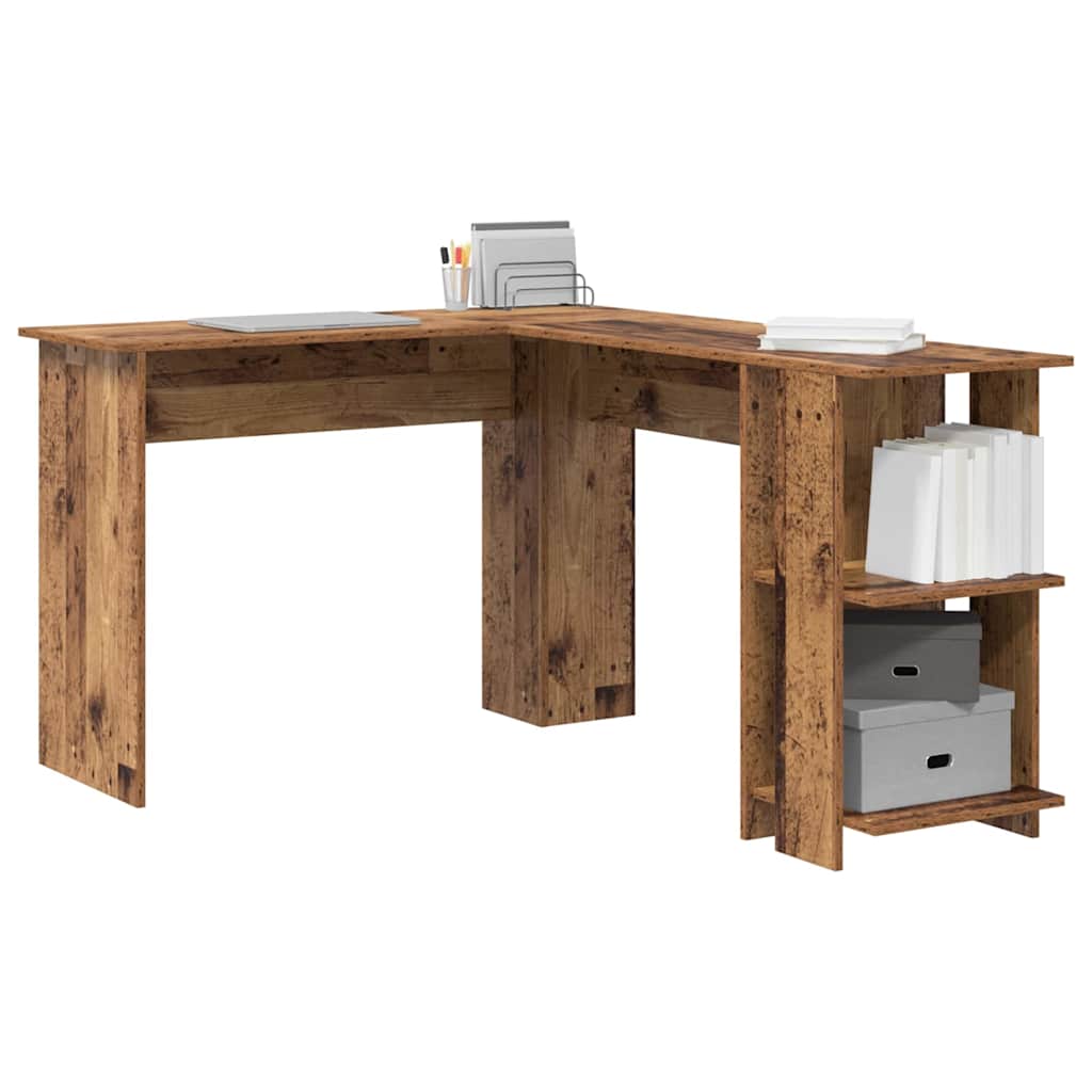 Bureau d'angle avec étagère Bois Ancien 140 x 113,5 x 75 cm - XIOS