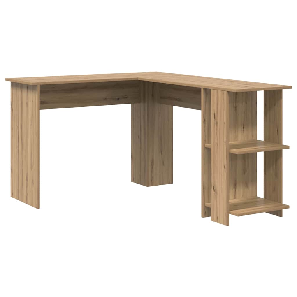 Bureau d'angle avec rangement avec étagère chêne artisanal - XIOS