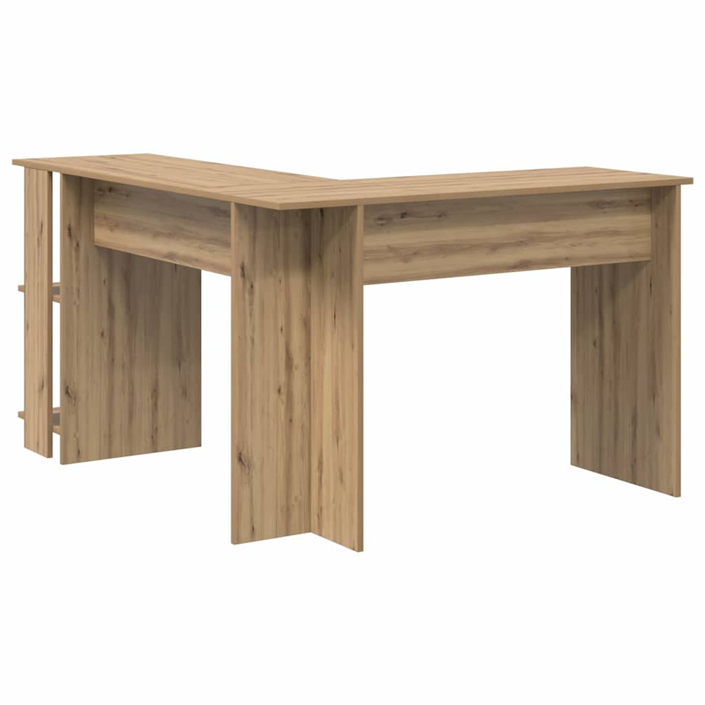 Bureau d'angle avec rangement avec étagère chêne artisanal - XIOS